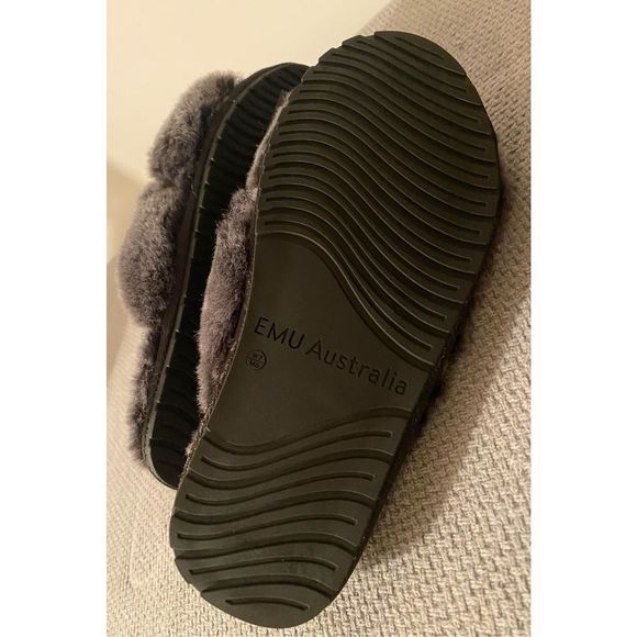 EMU AUSTRALIA SLIPPERS Slip On Gray Mayberry Sheepskin Fuzzy slipper shoes sz W - Picture 8 of 11